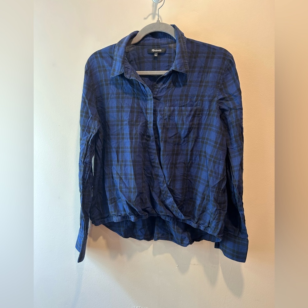 Madewell Blue Plaid Blouse